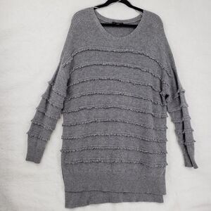 Saks Fifth Avenue Sweater Womens XL Fringe Textured Pullover Wool Cashmere Blend